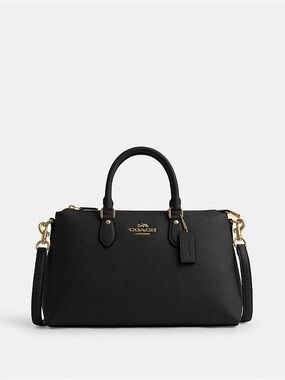 COACH Georgia Black Leather Satchel with Gold Hardware